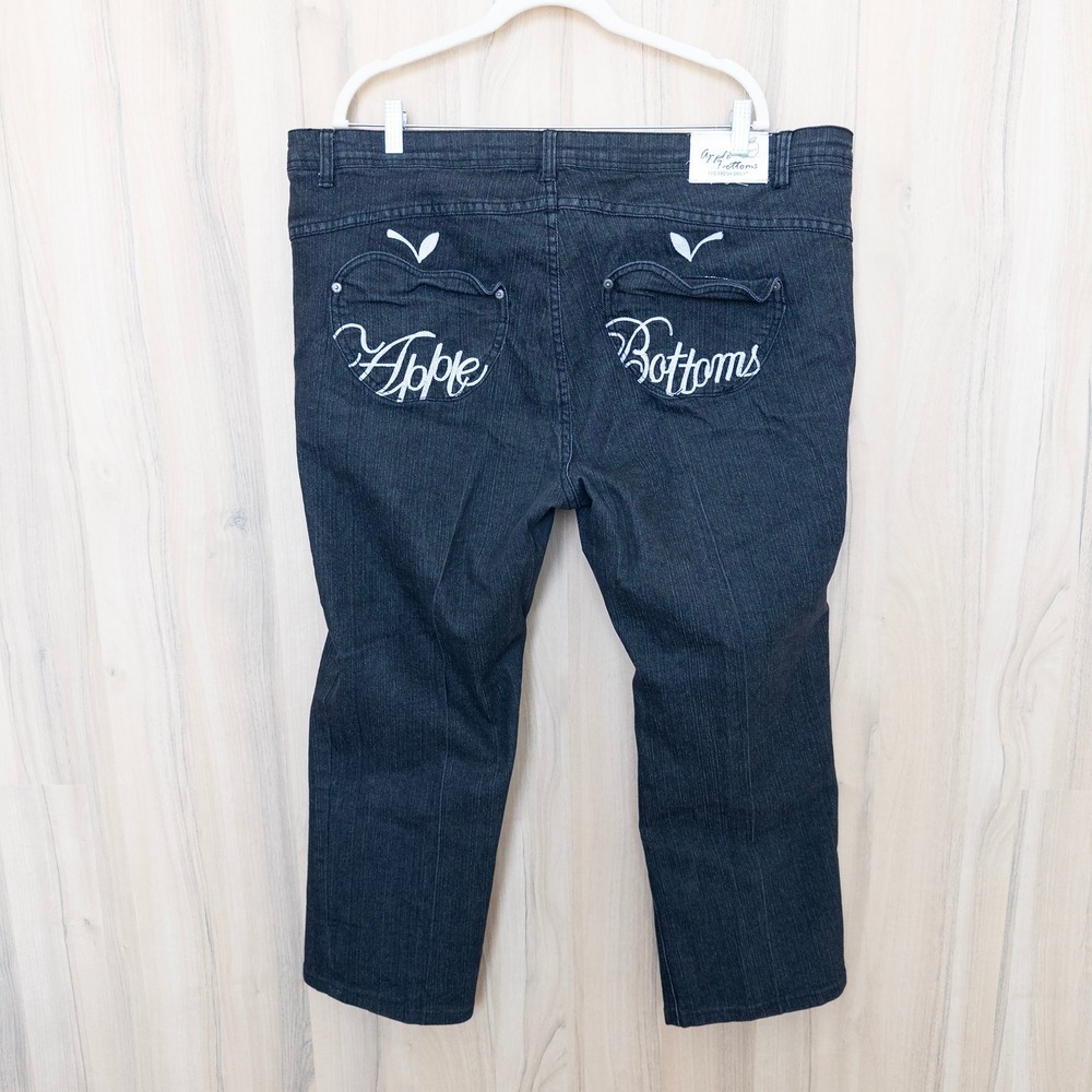 Vintage Apple Bottoms Womens Jeans 23/24 Black Logo Embroidered Pockets Y2K